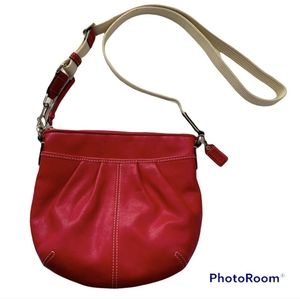 Coach Red Crossbody Bag with Cream Strap